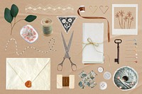Arts and crafts hobby, collage element set psd