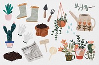 Gardening hobby collage element set psd