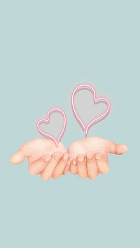 Hands showing hearts iPhone wallpaper, love background