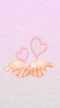 Hands showing hearts iPhone wallpaper, love background