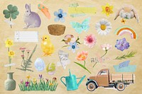 Aesthetic Spring clipart remix illustration set psd