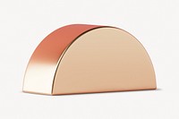 Rose gold semi-circle, 3D rendering shape