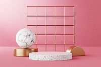 3D geometric product background, pink aesthetic design