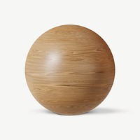 Wooden ball shape, 3D rendering graphic psd