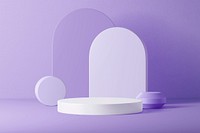 Pastel purple 3D product background mockup, arch shape design psd