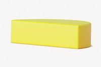 Yellow semi-circle, 3D rendering shape