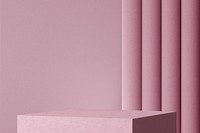 Pastel pink product background mockup, 3D curtains with product base psd