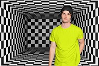 Men's t-shirt mockup, beanie, street fashion psd