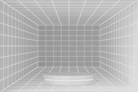 Off-white futuristic grid product background, 3D podium illustration