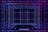 Purple futuristic grid product background, 3D podium illustration