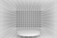 Off-white futuristic grid product background, 3D podium illustration