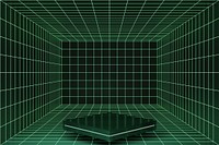 Green futuristic grid product background, 3D podium illustration psd