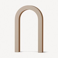 Brown arch shape, 3D collage element psd