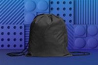 Black drawstring bag with design space