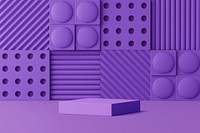 Abstract wall product backdrop mockup, 3D purple design psd