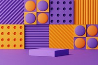 Abstract wall panel product backdrop mockup, 3D retro design psd