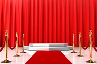 Red curtain product backdrop, 3D podium display psd