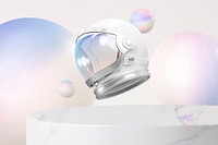 Holographic marble product backdrop mockup, aesthetic 3D podium psd