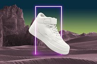 White sneakers mockup, street fashion psd