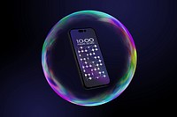 Smartphone screen mockup, 3D bubble design psd