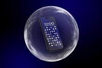 Smartphone screen mockup, 3D bubble design psd
