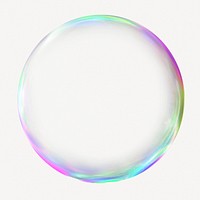 Holographic bubble shape, 3D rendering graphic psd