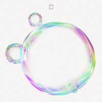 Holographic bubble shape, 3D rendering graphic psd