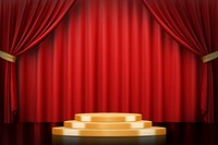 Red curtain product backdrop, 3D podium display psd