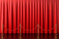 Red curtain product background, gold barricade