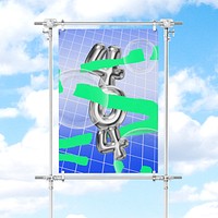 3D poster sign mockup, realistic advertisement psd