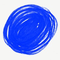 Blue crayon circle, round badge graphic psd