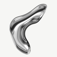 3D liquid metal shape, abstract graphic psd