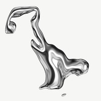 3D liquid metal shape, abstract graphic psd