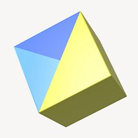 Yellow cube shape, 3D geometric graphic