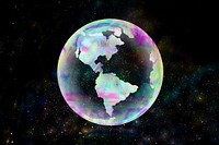 Futuristic colorful globe, metaverse digital remix psd