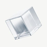 3D glass cube, geometric shape psd