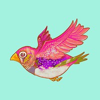Flying pink bird, animal illustration