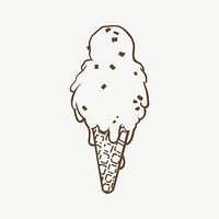 Ice-cream cone, food collage element psd