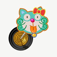 Cat hitting target, animal collage element psd