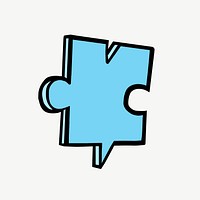 Blue puzzle piece collage element psd