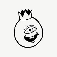 One-eyed king monster collage element psd