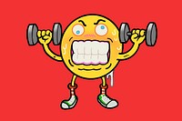 Weight trainer cartoon collage element psd