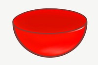 Red bowl shape collage element psd