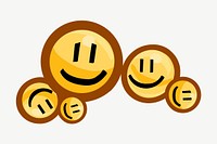 Smiling emoticons, facial expression clipart psd