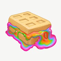 Rainbow waffle sandwich, food collage element psd