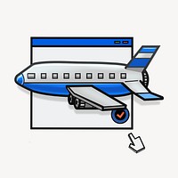 Flight booking pop-up window, tourism illustration