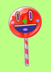 Smiling lollipop cartoon, collage element psd