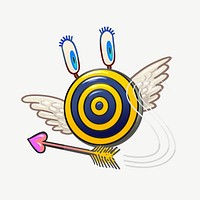 Flying target cartoon collage element psd