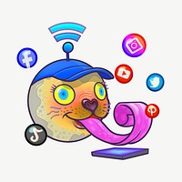 Social media addict seal, animal collage element psd. BANGKOK, THAILAND, 13 JANUARY 2023