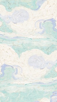 Van Gogh's sky mobile wallpaper, Wheat Field with Cypresses sky, remixed by rawpixel